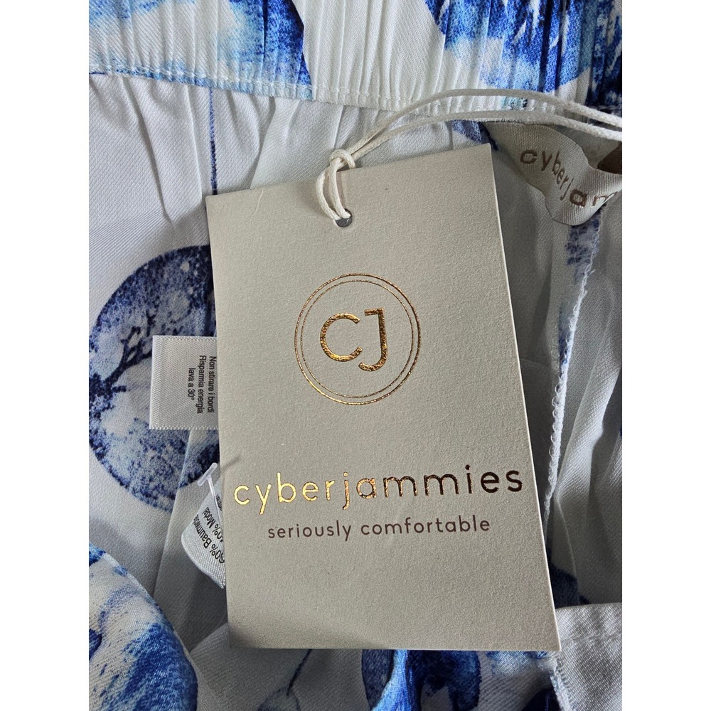 Cyberjammies Womens Blue White Christmas Ornament Pajama Pants Size 8 Medium NEW - Picture 3 of 12